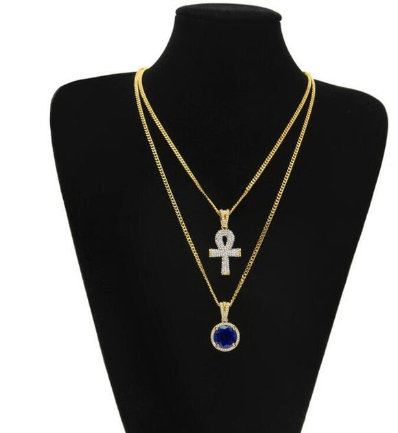 Egyptian Ankh Key Of Life Bling Rhinestone Necklace