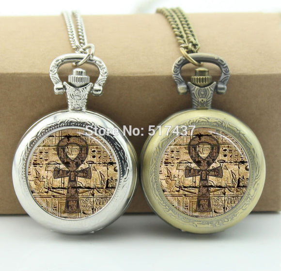 Egyptian Ankh Pocket Watch Eternal Life Symbol Jewelry