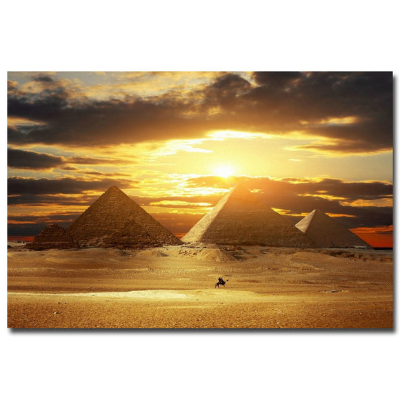 Egyptian Pyramids Art Silk Fabric Poster
