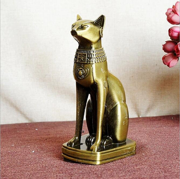 Vintage alloy bronze Egyptian cat figurine ornament