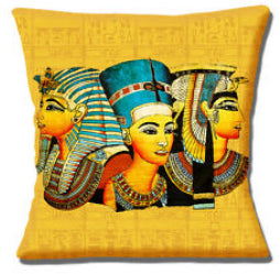 NEW Egyptian Parchment Pharoahs Tutankhamun Gold Blue  Pillow Cover