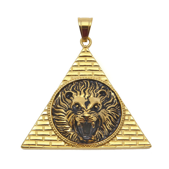 Men Gold Vintage Egyptian Lion head Pendant