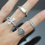 Vintage Gold Silver Egyptian Ankh Cross Key Life Rings Set
