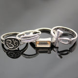 Vintage Gold Silver Egyptian Ankh Cross Key Life Rings Set