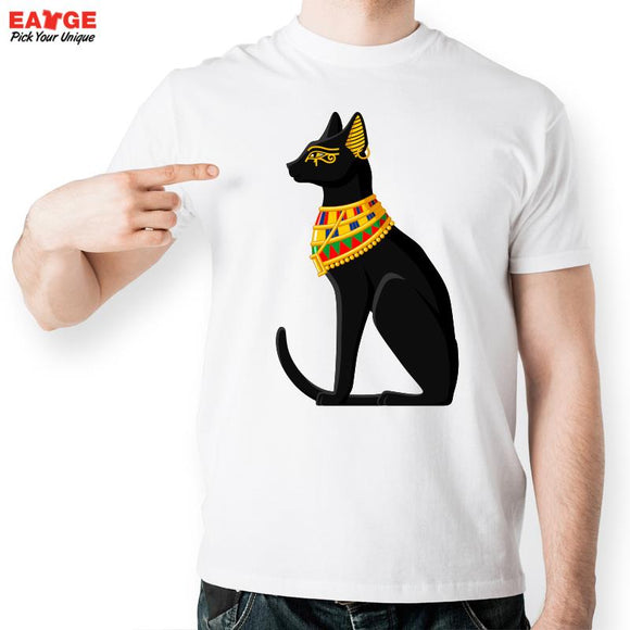 Mystical Egyptian Black Cat Golden T-Shirt Design