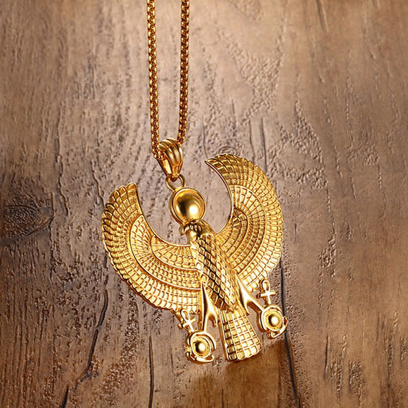 Men Necklaces Egyptian Horus Bird Falcon Holding