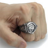 Men's Stainless Steel Ring Egyptian Pharaohs Eye of Horus