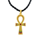 Gold Color Egyptian Ankh Cross Enamel Pendant
