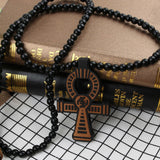 1 Pcs Charm Egyptian Power of Life Good Wooden Beads Chian Hip Hop Cross Necklace Jewelry New