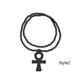 1 Pcs Charm Egyptian Power of Life Good Wooden Beads Chian Hip Hop Cross Necklace Jewelry New