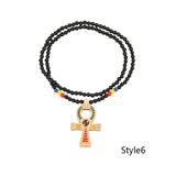 1 Pcs Charm Egyptian Power of Life Good Wooden Beads Chian Hip Hop Cross Necklace Jewelry New