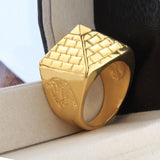 Egyptian Pyramid Metal Ring Golden Hip Hop Men's Jewelry