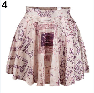 Egyptian Mural Mini Flared Half-length Skirt