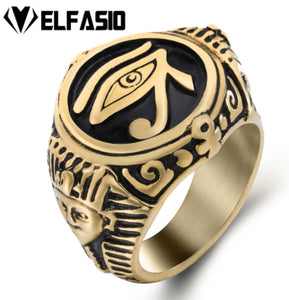 Men's Stainless Steel Ring Egyptian Pharaohs Eye of Horus