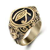 Men's Stainless Steel Ring Egyptian Pharaohs Eye of Horus
