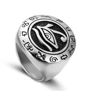 Egyptian Eye of Horus Talisman Stainless Steel Ring