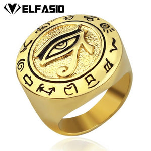Men's Egyptian Eye of Horus Ra Udjat Talisman Ring
