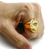 Men's Egyptian Eye of Horus Ra Udjat Talisman Ring