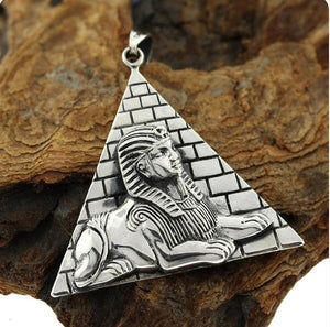1pcs Egyptian Silver Pharaoh Tut Portrait Pyramid ,High Relief Pendant