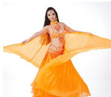 Dance Fairy Belly Dance Silk-like Transparent Isis Wings With Sticks Egyptian 360 Degrees Wing Black Orange Pink Free Shipping