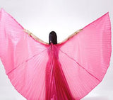 Dance Fairy Belly Dance Silk-like Transparent Isis Wings With Sticks Egyptian 360 Degrees Wing Black Orange Pink Free Shipping