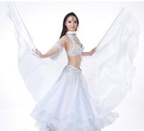 Dance Fairy Belly Dance Silk-like Transparent Isis Wings With Sticks Egyptian 360 Degrees Wing Black Orange Pink Free Shipping