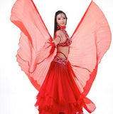 Dance Fairy Belly Dance Silk-like Transparent Isis Wings With Sticks Egyptian 360 Degrees Wing Black Orange Pink Free Shipping