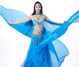 Dance Fairy Belly Dance Silk-like Transparent Isis Wings With Sticks Egyptian 360 Degrees Wing Black Orange Pink Free Shipping