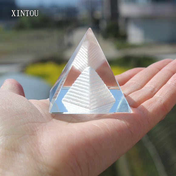 3D Crystal Egypt Pyramid Paperweight 4 cm Egyptian