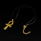 Gold Color Egyptian Ankh Cross Enamel Pendant