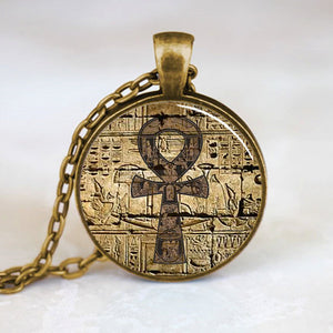 Vintage Egyptian Ankh Pendant Necklace Bronze Jewelry